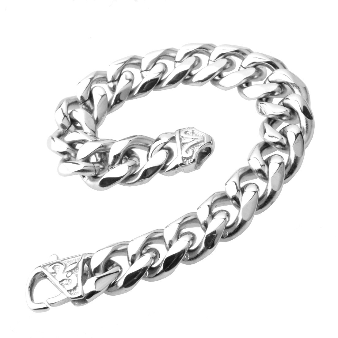 Heavy 12mm 15mm Mens Stainless Steel Silver Gold Black Curb Cuban Chain Bracelet