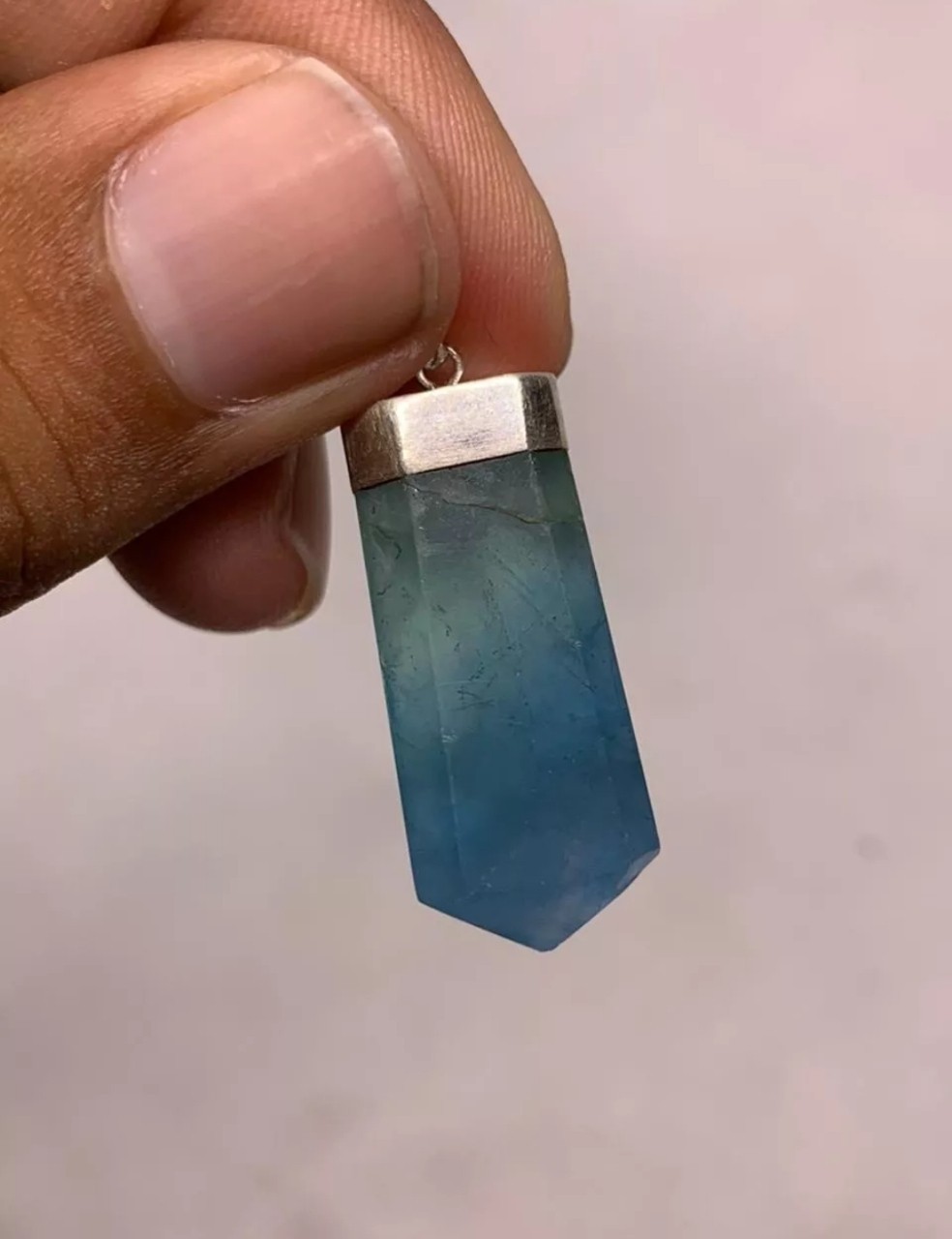 Top Quality Gemstone Blue Fluorite Pendant 925 Sterling Silver Pendant