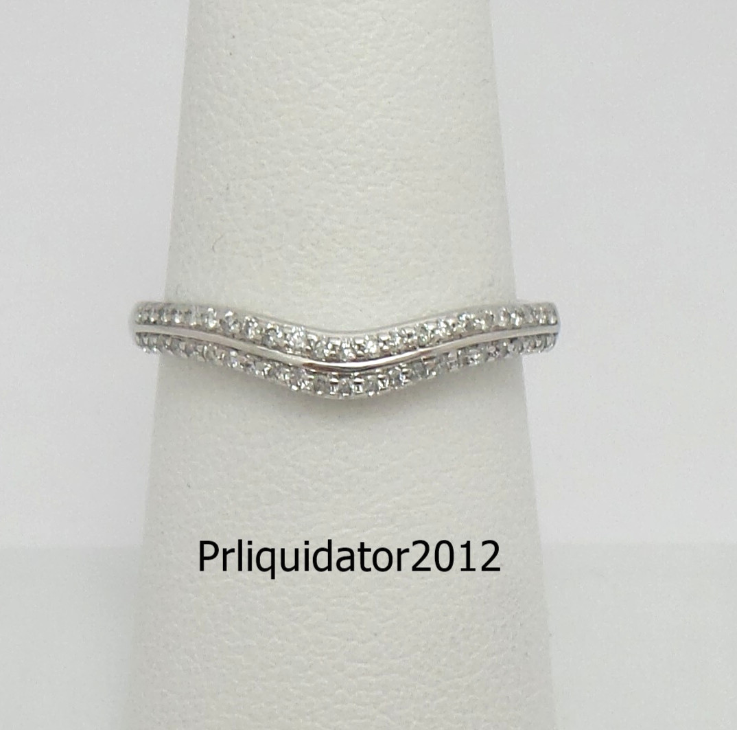 1/4CT Natural Diamond Contour Shared Prong Wedding Band Ring 14K White Gold