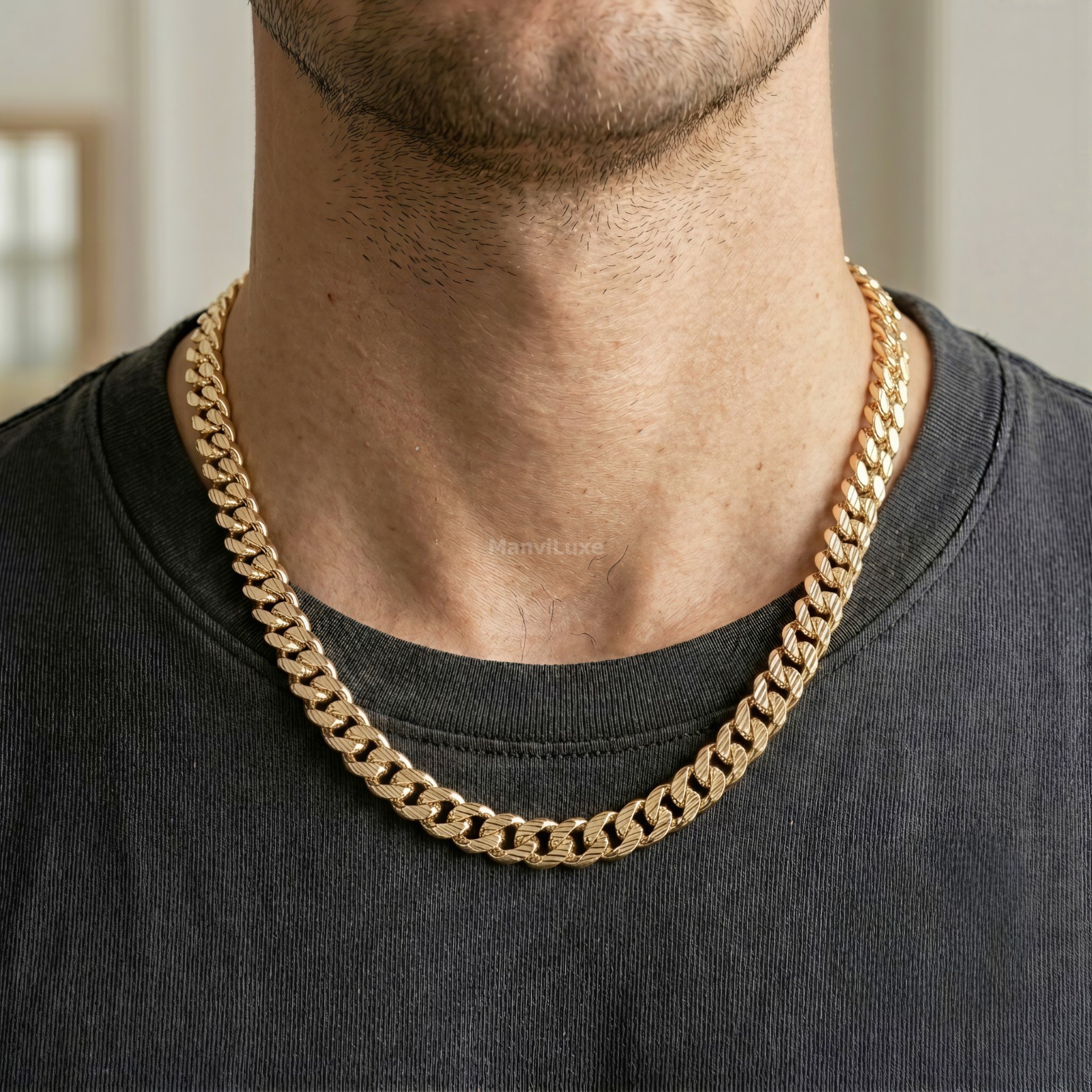 20″ Premium Gold Plated Diamond-Cut Cuban Link Chain | Premium Heavy Curb Neck
