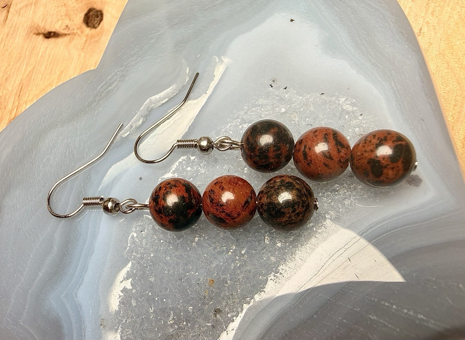 Mahogany Obsidian Gemstone Handmade Drop Dangle Earrings