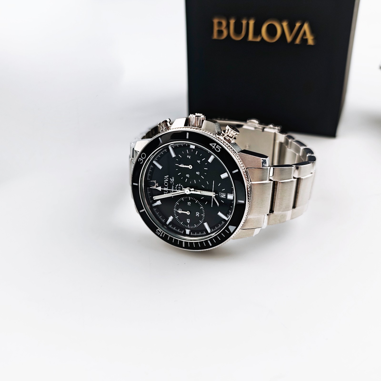 Bulova 96B272 Marine Star Black Dial Men’s Quartz Chronograph Watch 45mm