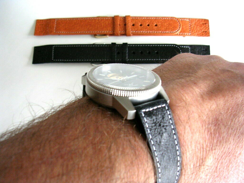 20mm XL Open End strap Genuine Pigskin band for vintage Wire Lug watch IW SUISSE