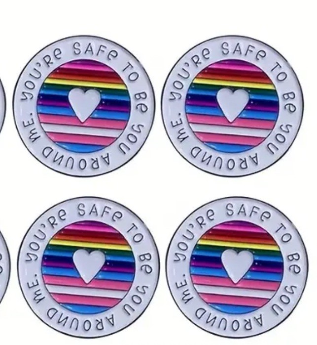 4pack 1” “YOU’RE SAFE WITH ME” Enamel Pride Month Flag Circle Pin LGBTQ June