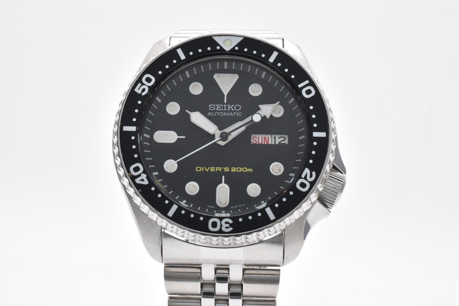 [Exc+5] SEIKO SKX007 7S26-0020 Black Boy Automatic Diver Vintage Men Watch 17.5c