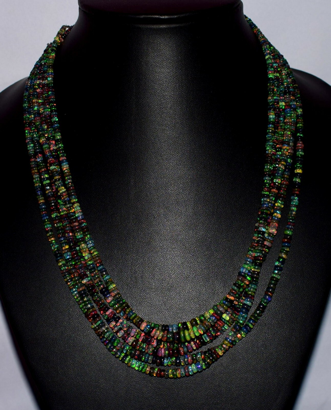 16″Natural Ethiopian Black Opal Wello Fire Opal Gemstone Bead 1 Necklace NEW