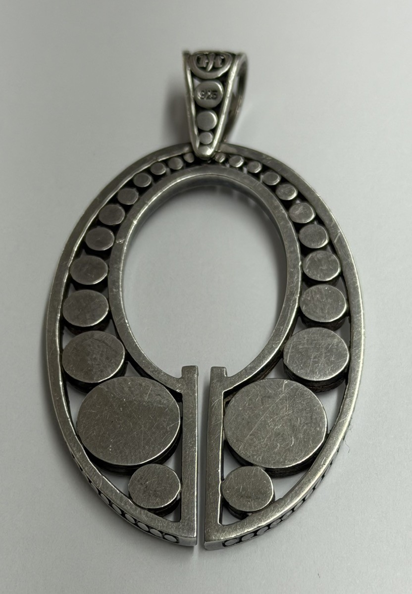 John Hardy Large Heavy Oval .925 Sterling Silver Pendant 24.9G
