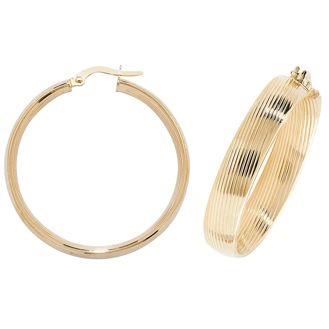 Hoop Earrings 9ct Yellow Gold 30mm Womens Jewellery