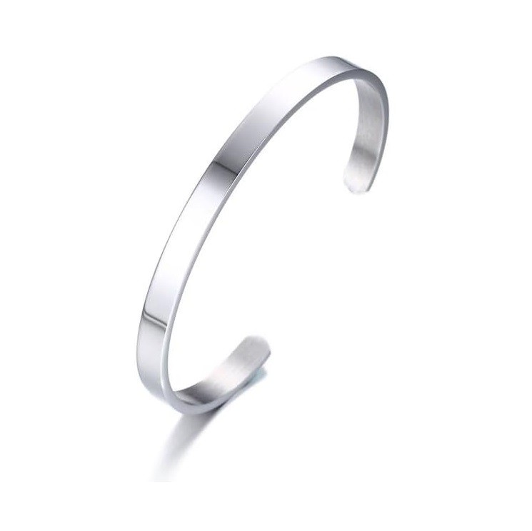Stainless Steel Mens Cuff Bracelet 6mm Cool Open Metal Cuff Bangle Men Women USA
