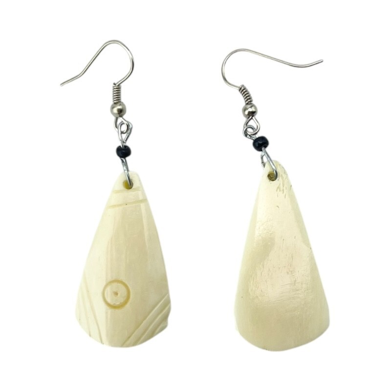 Africa Handmade Bovine Bone Earrings – Carved Earrings – Unique African Jewelry