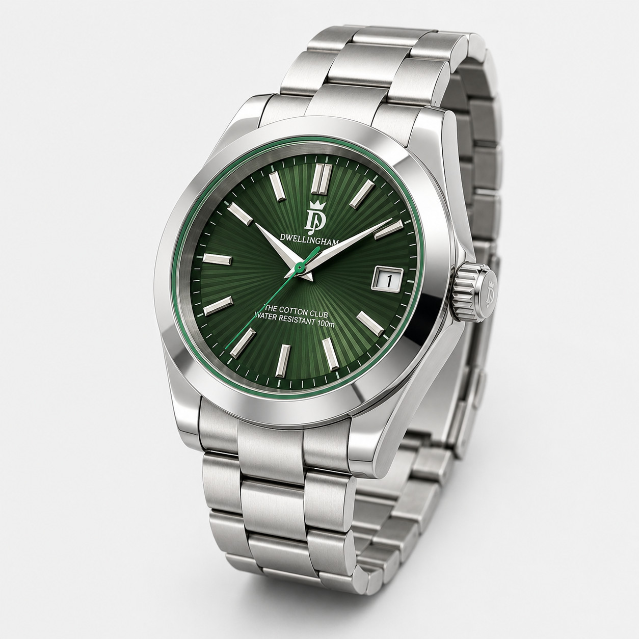 Dwellingham Cotton Club Green Sunburst 904L Automatic 28,800 vph • Box & Papers