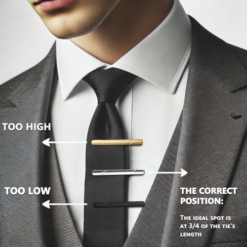4 Pack Tie Clips for Men – Black, Gold, Blue, and Silver Tie Bar Set for