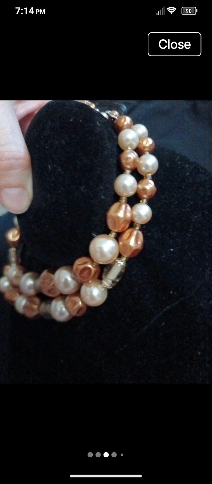 Vintage Double Layer Vintage Cream & Champagne Color Necklace