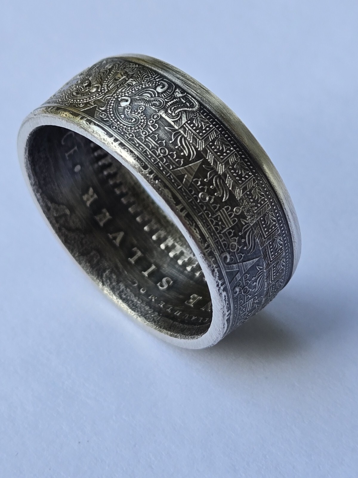 Aztec Calender .999 Pure Silver COIN RING Azteca Mayan Sz 8-14 Stars & Celestial