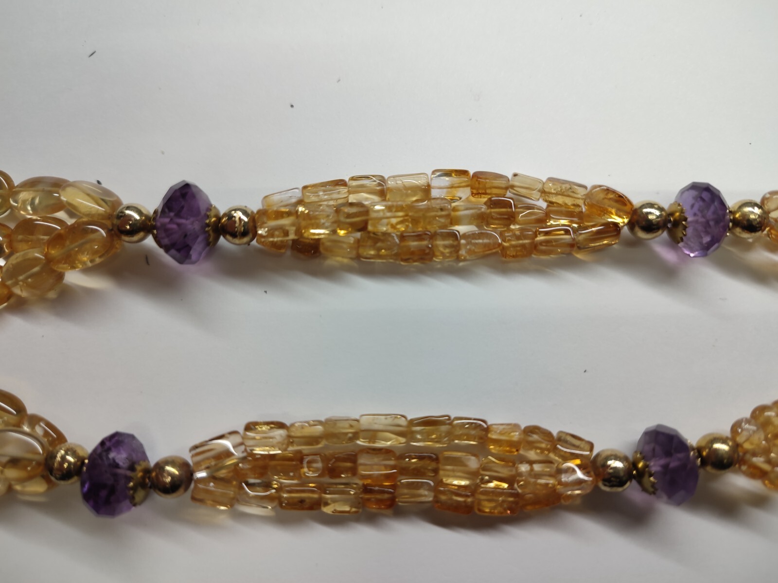 Citrine and Amethyst beaded necklace