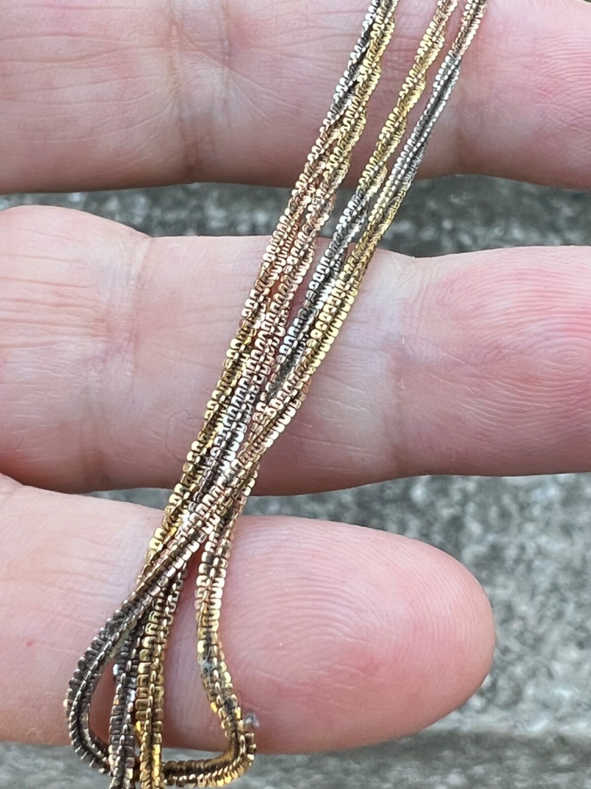 VINTAGE 14K TRICOLOR GOLD TWISTED SNAKE CHAIN UNIQUE RARE FIND USSR ERA STAMP