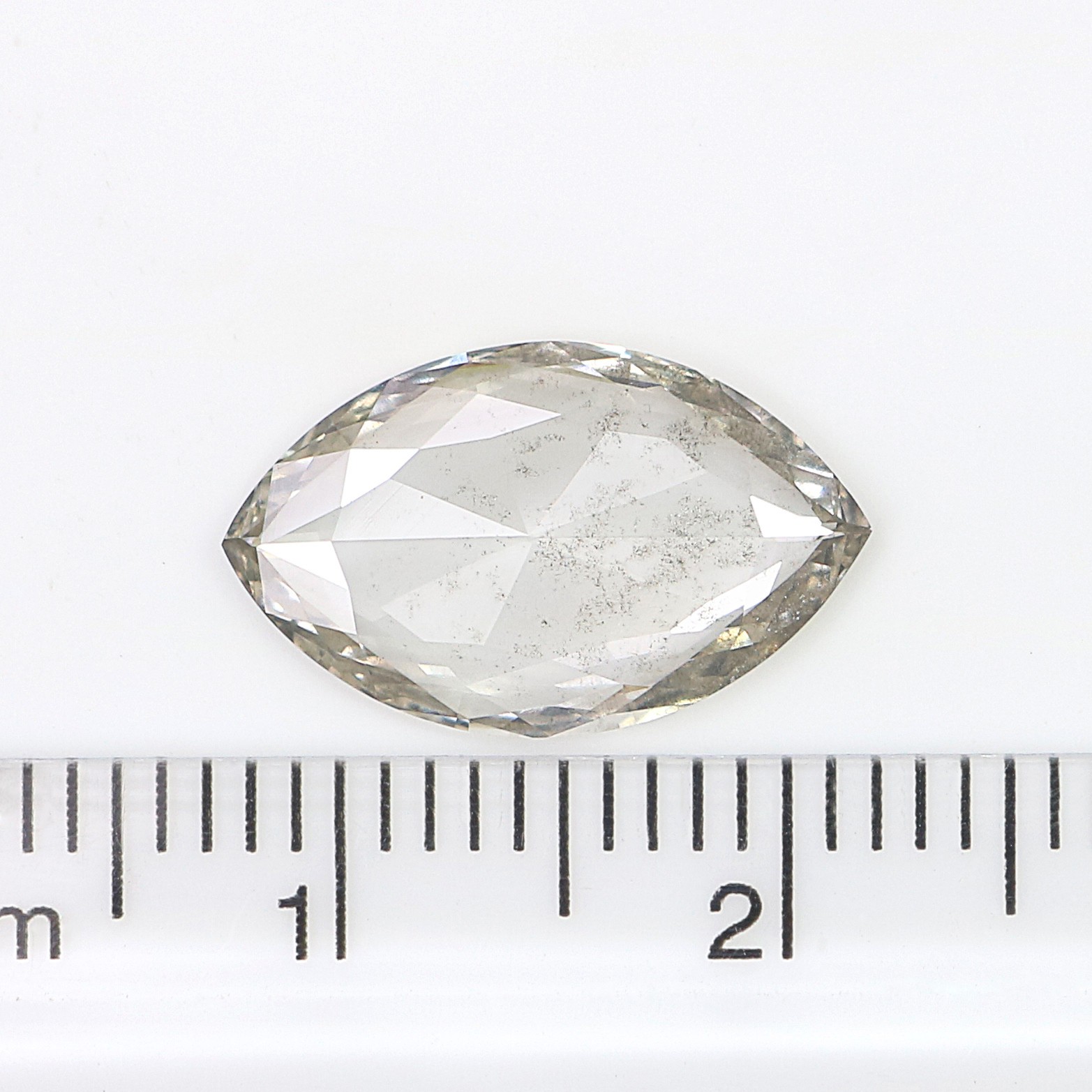 1.87 CT Marquise Rose Cut Salt And Pepper Lab Grown 14.60 MM CVD Diamond L3569