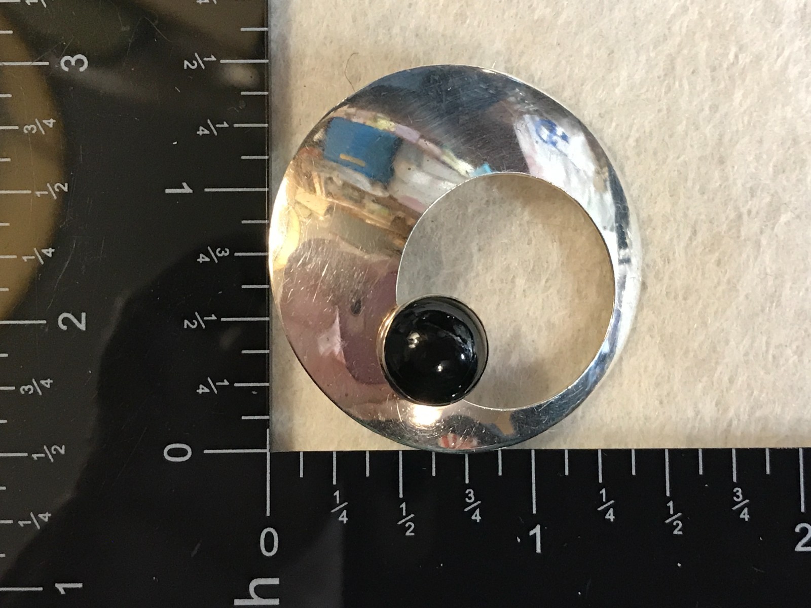 Sterling Silver Contemporary Modern Circle Blk Onyx SUSAN CUMMINGS Post Earrings
