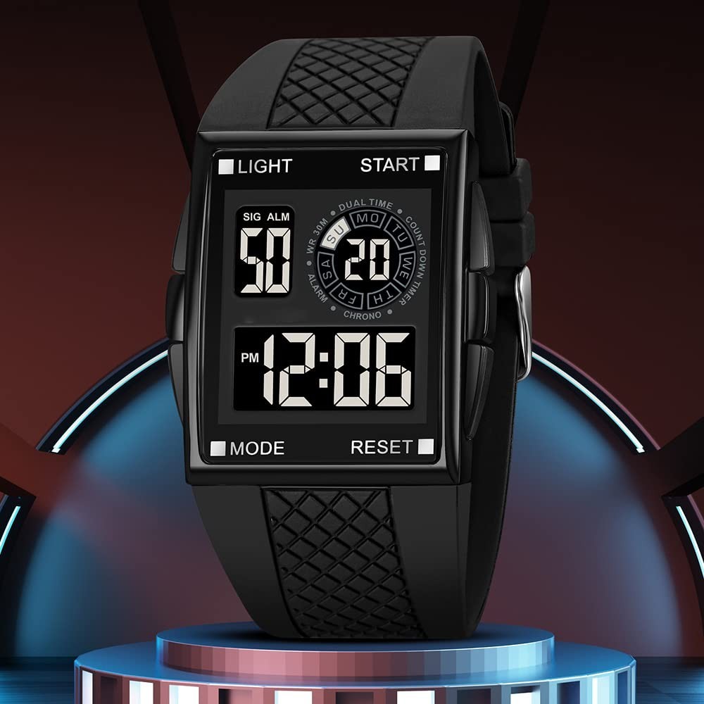 Unisex Digital LED Sports Watch – Waterproof Alarm Bracelet with Backlight, Rubb