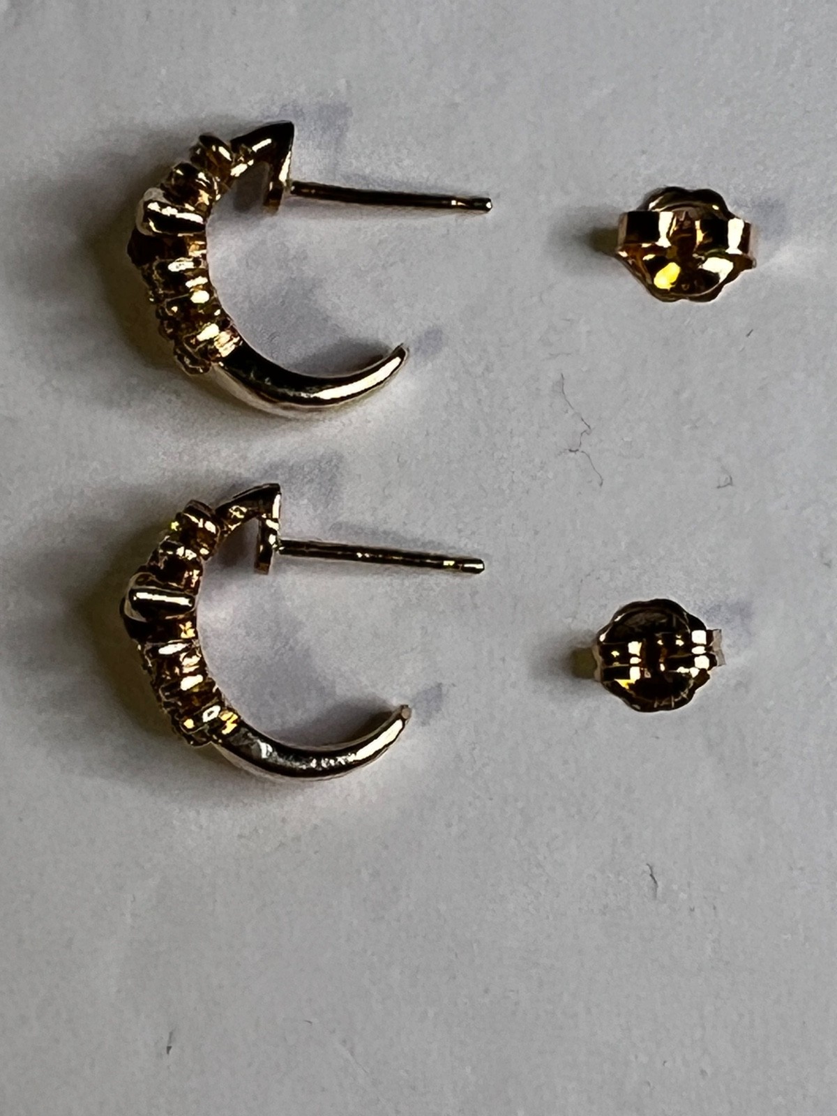 Effy 14k Yellow Gold Ruby Diamond J Hoop Stud Earrings 3.0 grams