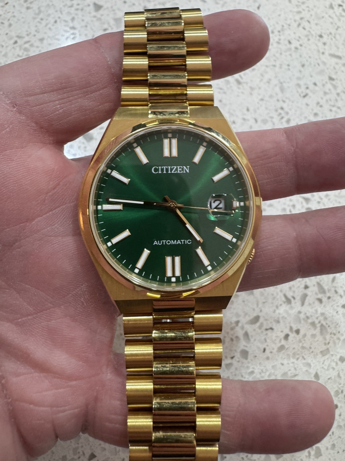 Citizen Tsuyosa Automatic 40mm Green Sunburst Dial Gold Tone SS Date 50m