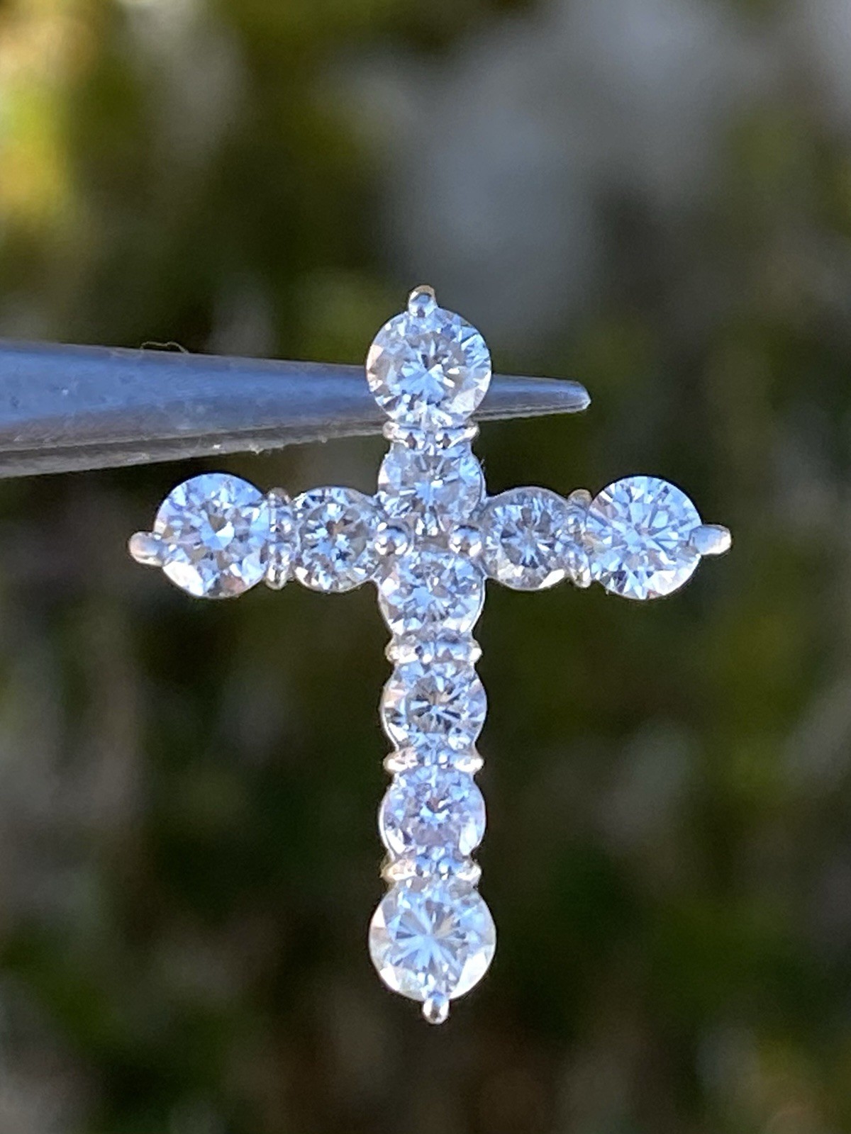 Platinum 1.00TCW 100% Natural Quality Diamond Cross Pendant