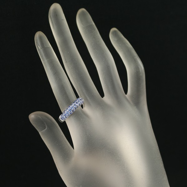Auth RUGIADA Ring Sapphire Paved US6-6.25 18K 750 White Gold