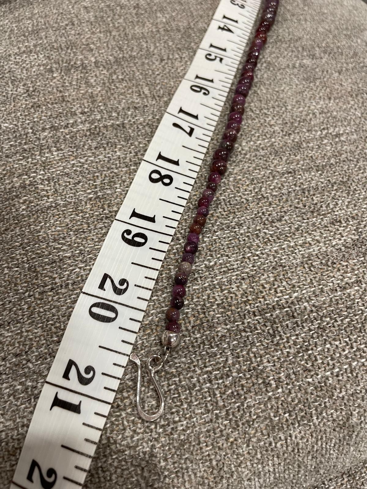 Jay King DTR Mine Finds Sterling Silver Burgundy Corundum Bead Necklace 18-21″
