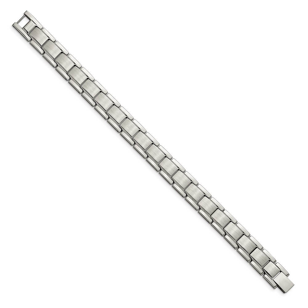 12mm Stainless Steel Brushed & Polished Classic Link Bracelet, 8.25 In