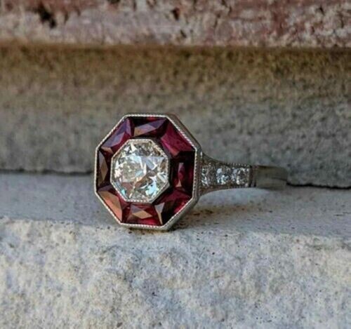 3Ct Emerald Lab Created Garnet Wedding Women’s Ring 14k White Gold Plated Silver