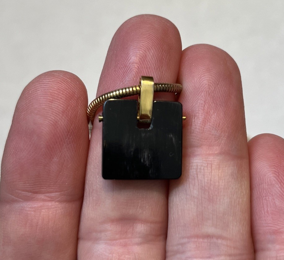 SOKO Kenya Jenga Cow Horn necklace with gold-plated brass chain. Handmade.