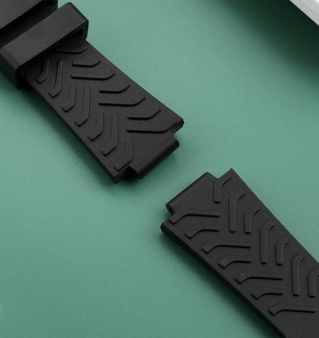 Rubber Watch Strap For Tudor Black Bay 41 22mm 12mm Black Deployant Clasp