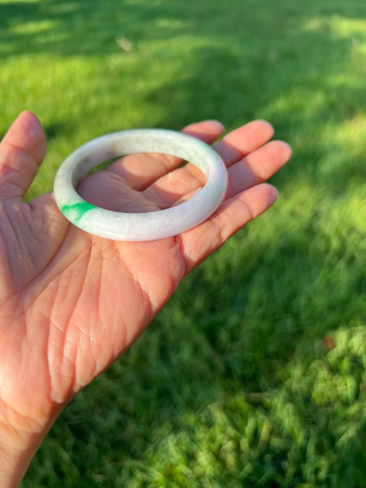 Lavender Green 100% Natural Grade A Jadeite Jade Bangle Bracelet 54mm H173