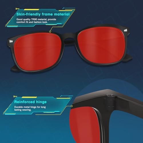 Red Lens Glasses Blue Light Glasses Men Women – 99.9% Blue Green 1 (10) Red