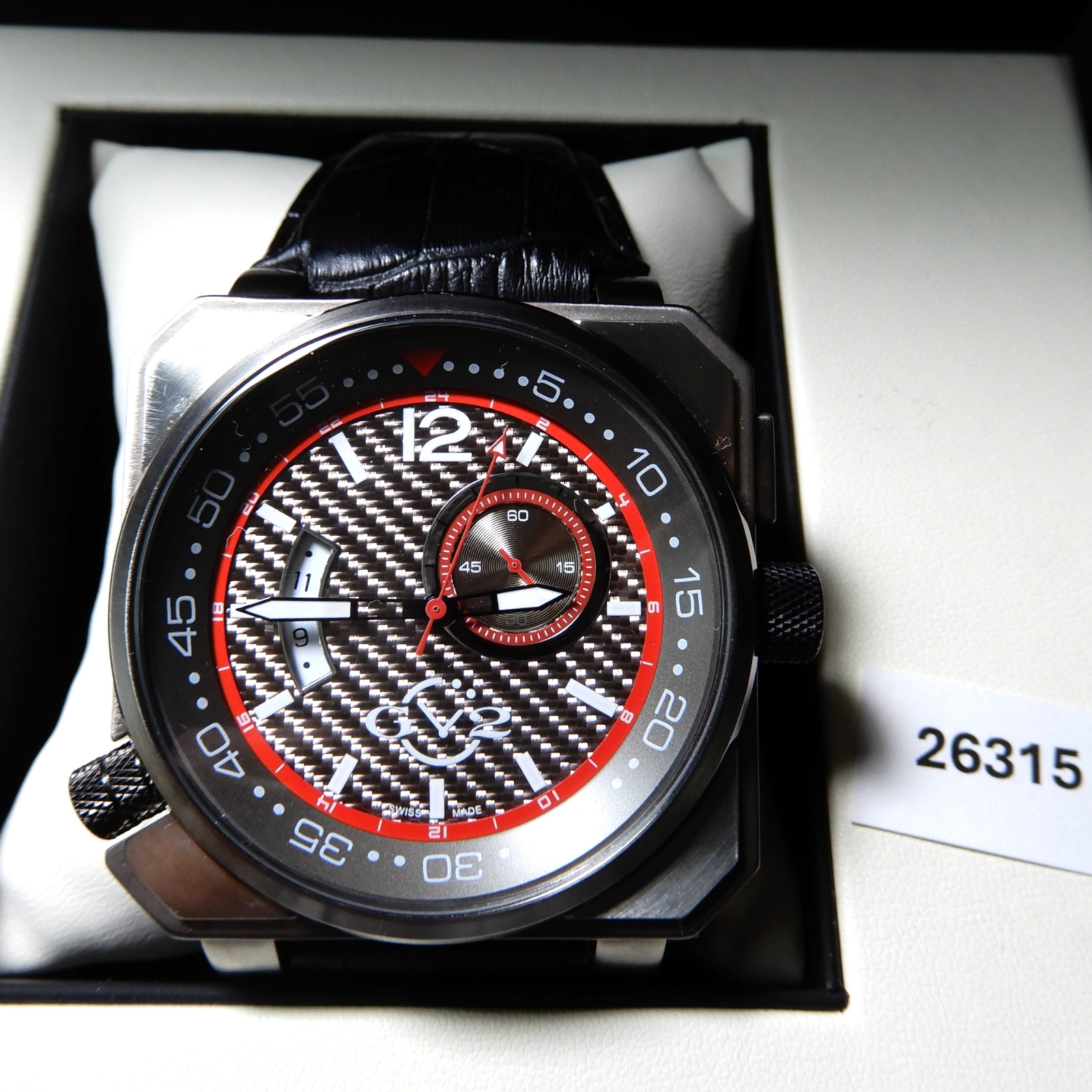 New Demo! GV2 XO SUBMARINE-GMT-Gunmetal & Red Dial-SWISS QUARTZ /WILL NOT LAST!