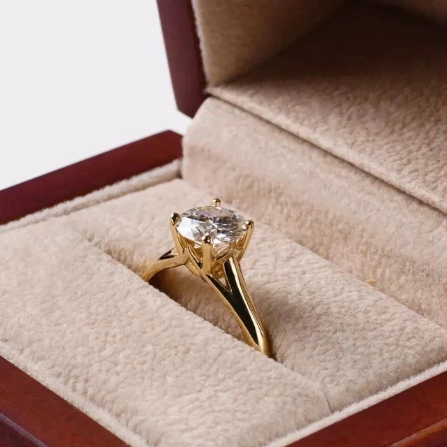 2Ct Round Natural Diamond Bridal Engagement Ring 14K Real Yellow Gold Size 6 7 8