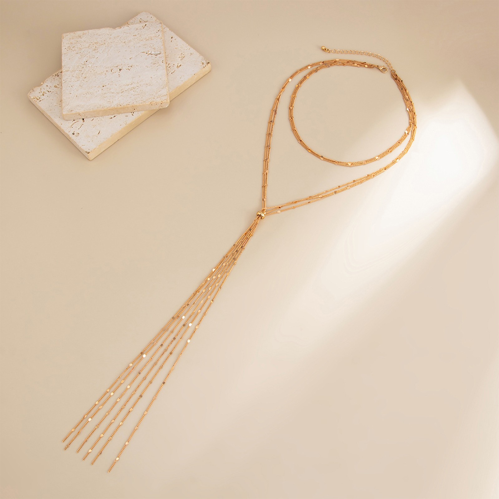 Women’s Y-Shape Back Chain Long Fringe Necklace Slide Adjustable Body Jewelry