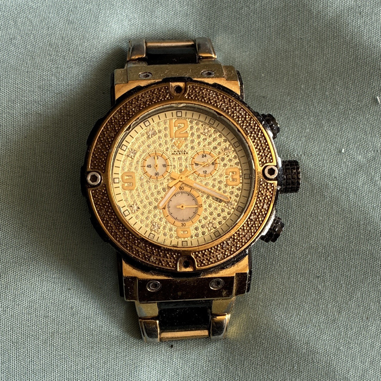 Aqua Master Reserve Men’s Chronograph Quartz 200m Gold/Black Steel Bracelet