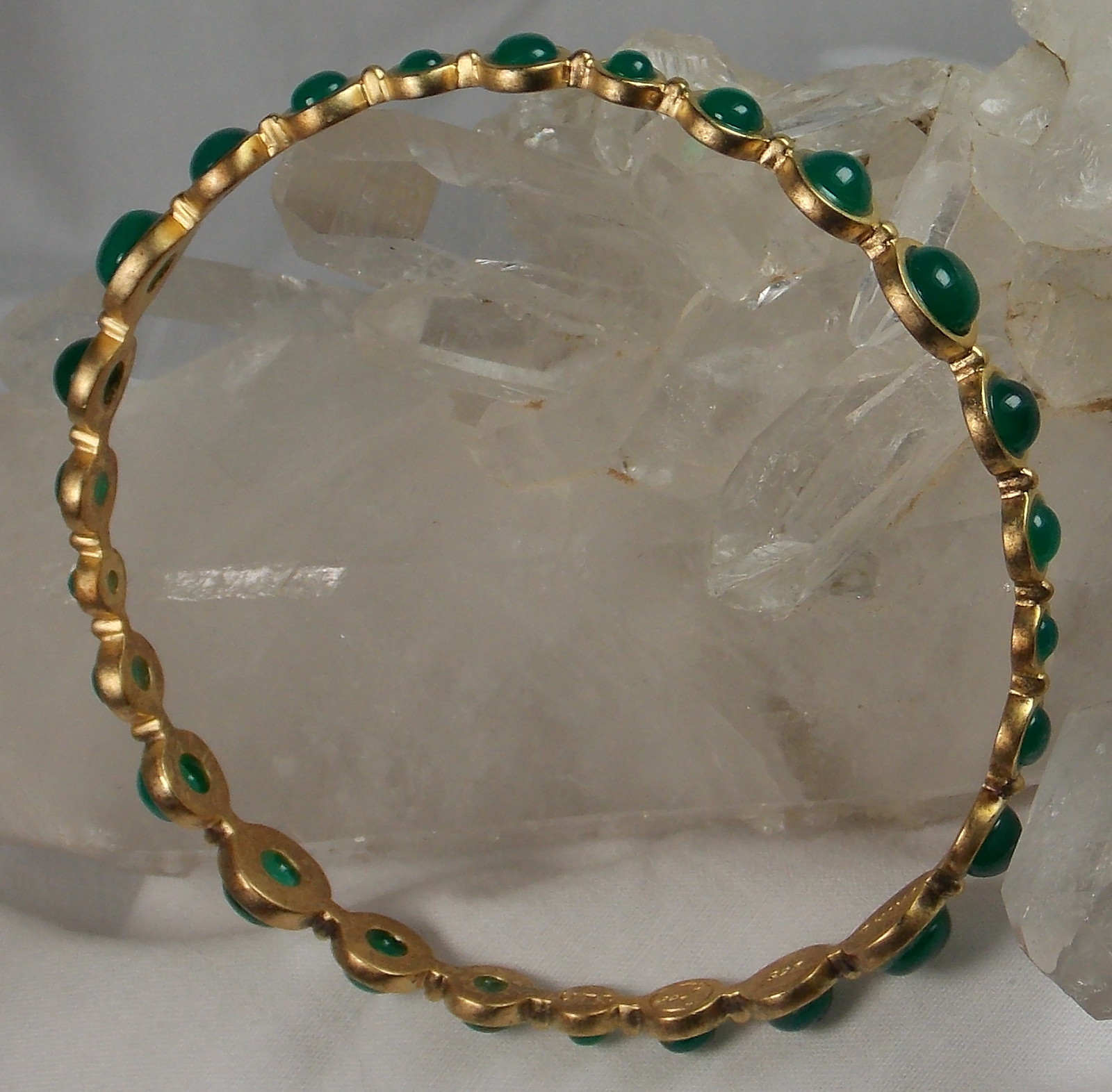 HSN MichaeLisa Jewelry Designs Bubble Chrysoprase Cabochon Bangle Bracelet-SMALL
