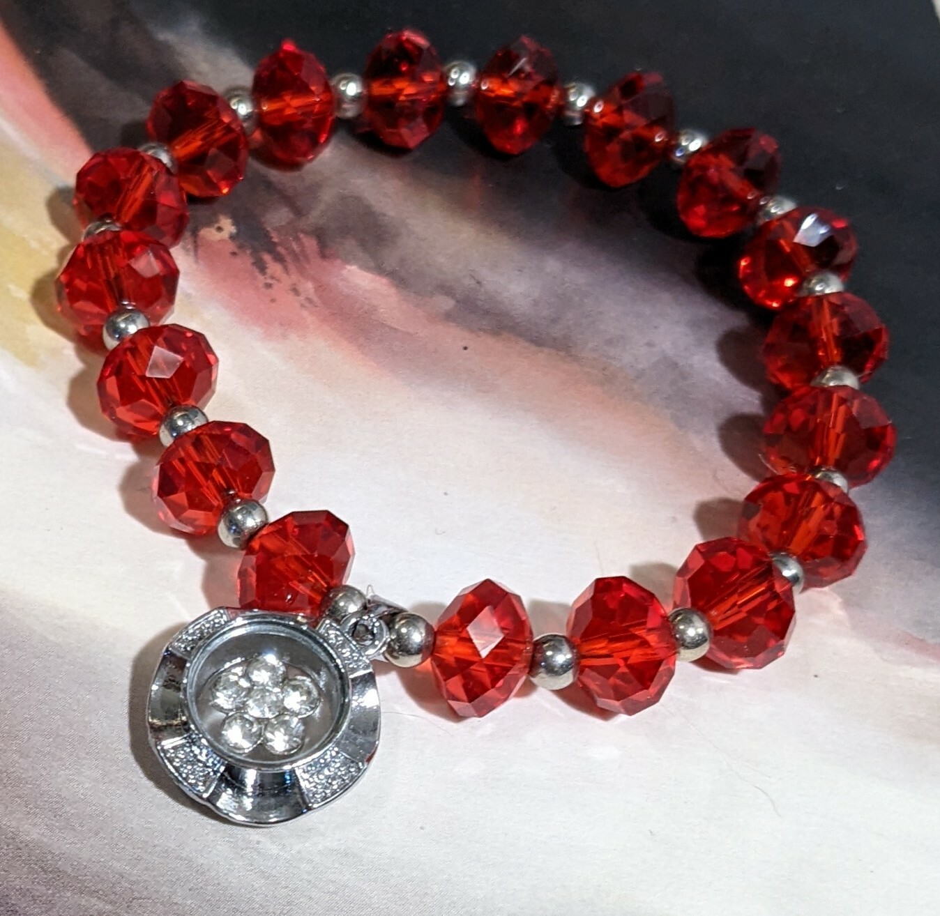Birthstone Bracelet Ruby Red Bracelet for Women Beaded Stretch July