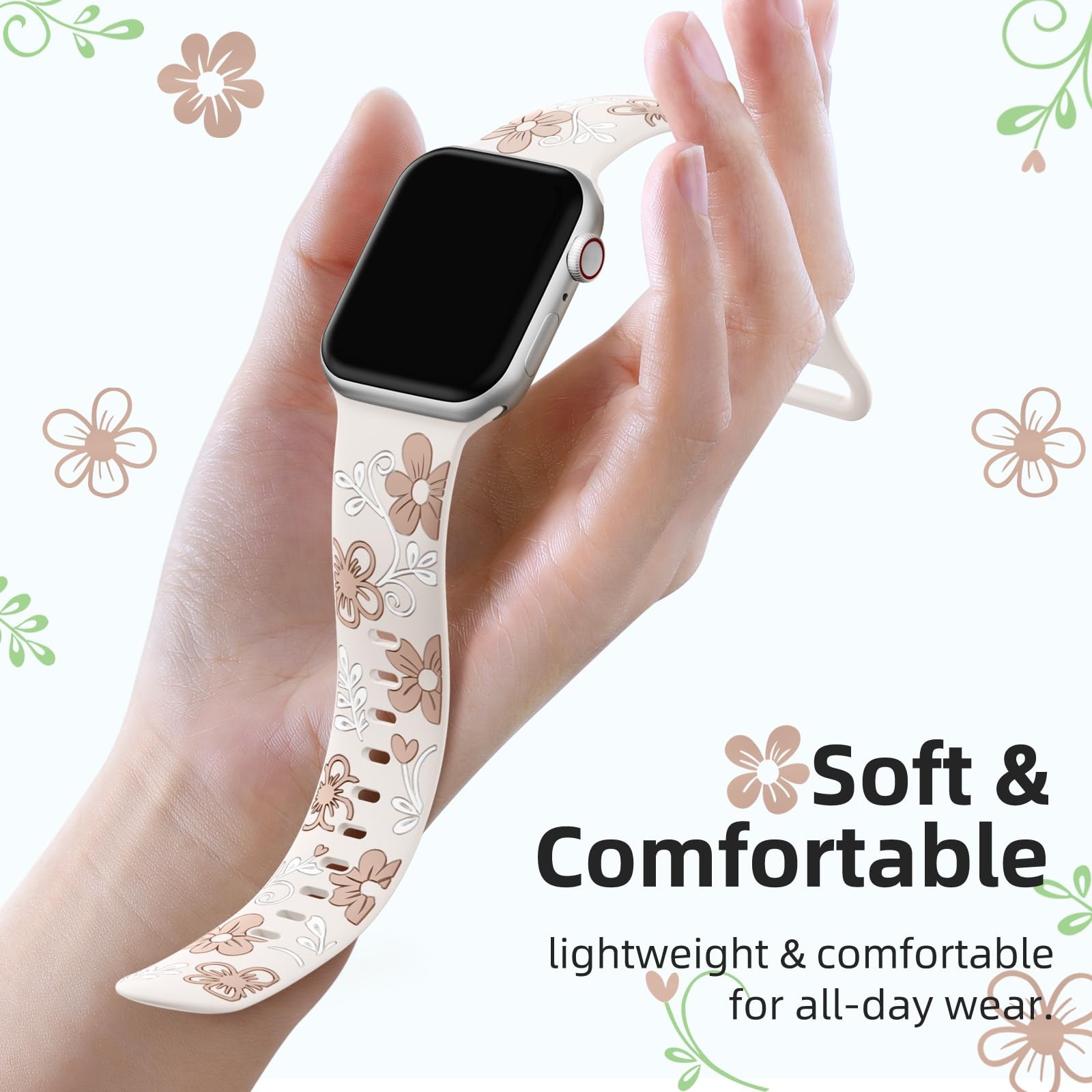 Floral Band Compatible with Apple Watch Bands for Women 40Mm 41Mm 38Mm 42Mm 44Mm