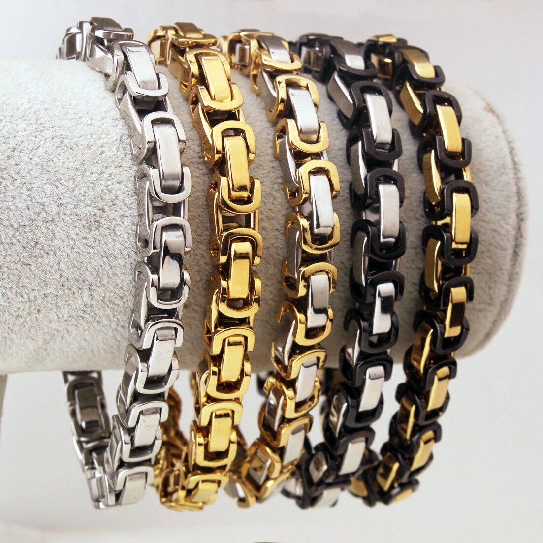 5/6/8mm Hot Women MENS Chain Byzantine Box Link Stainless Steel Bracelet 7″-11″