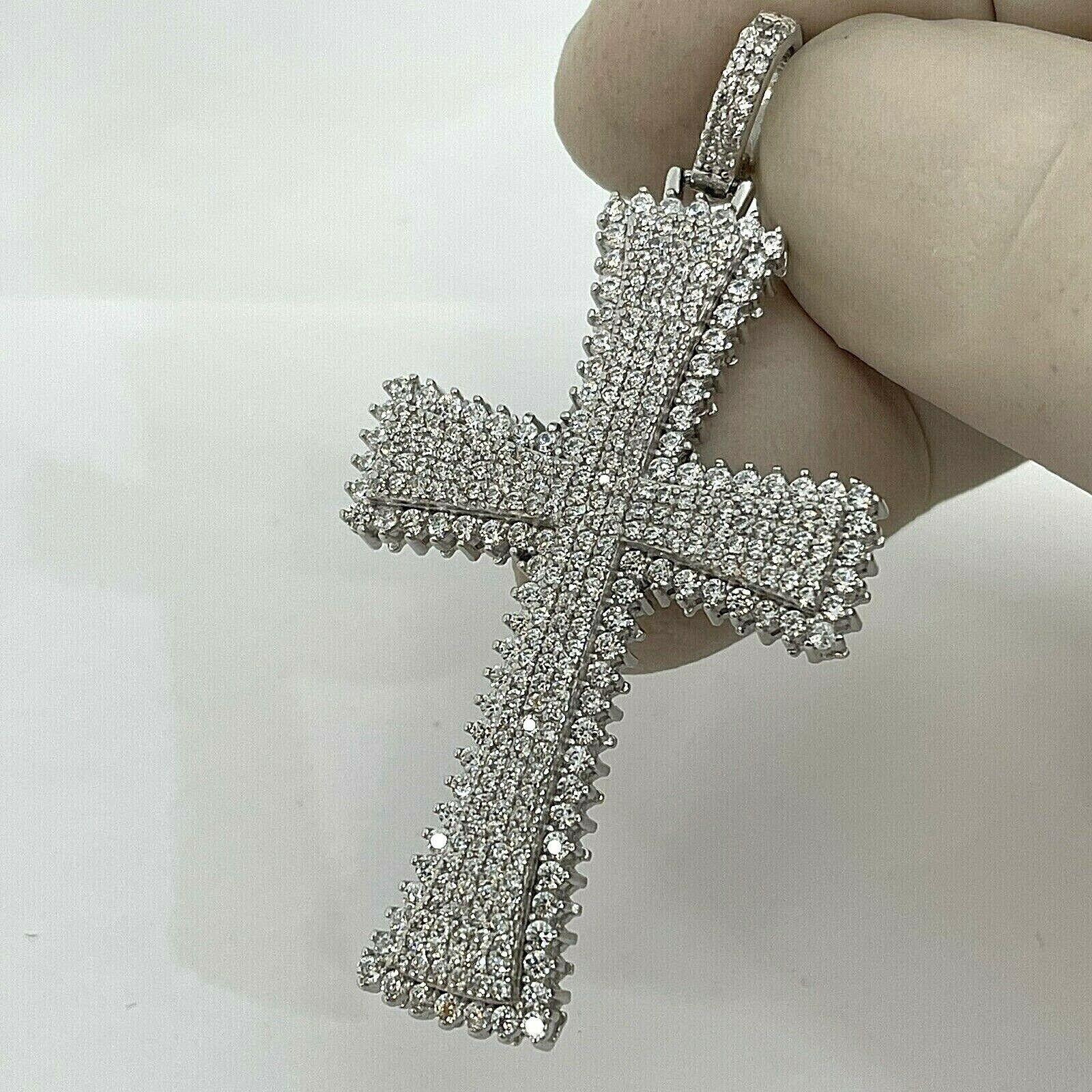 14K White Gold Finish 3Ct Lab Created Diamond Round Women Cross Charm Pendant