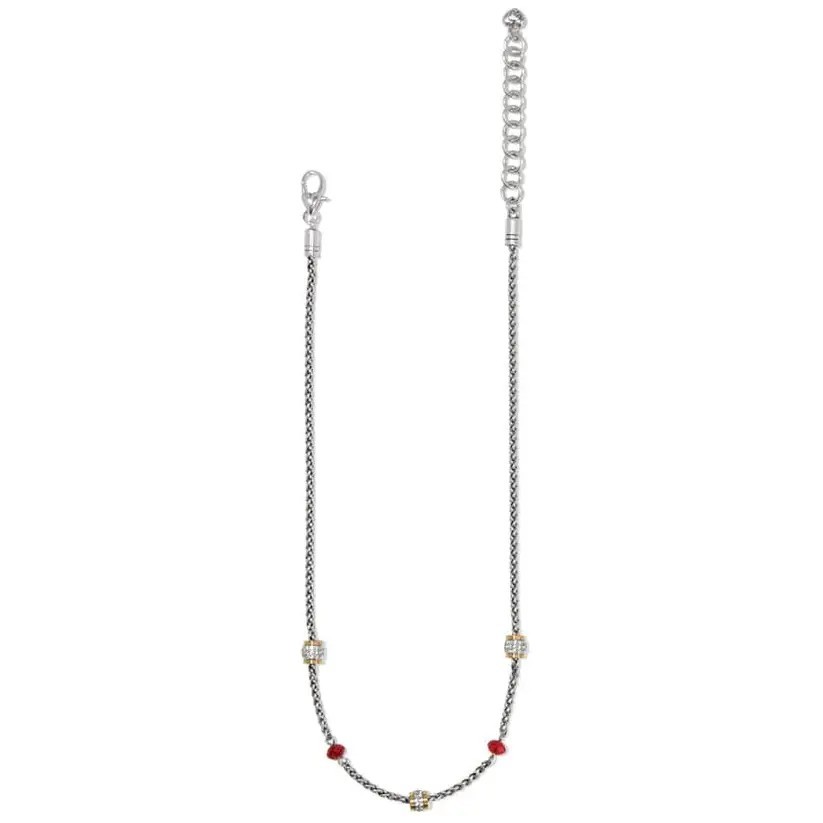 NWTag Brighton MERDIAN RED Short Two Tone Station Crystals Necklace MSRP $132