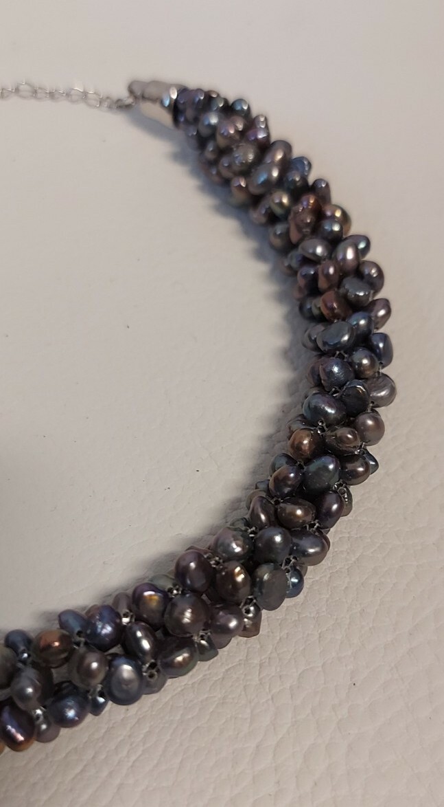 Pearl Choker Vintage Necklace Solid Pearl Charcoal From Italy