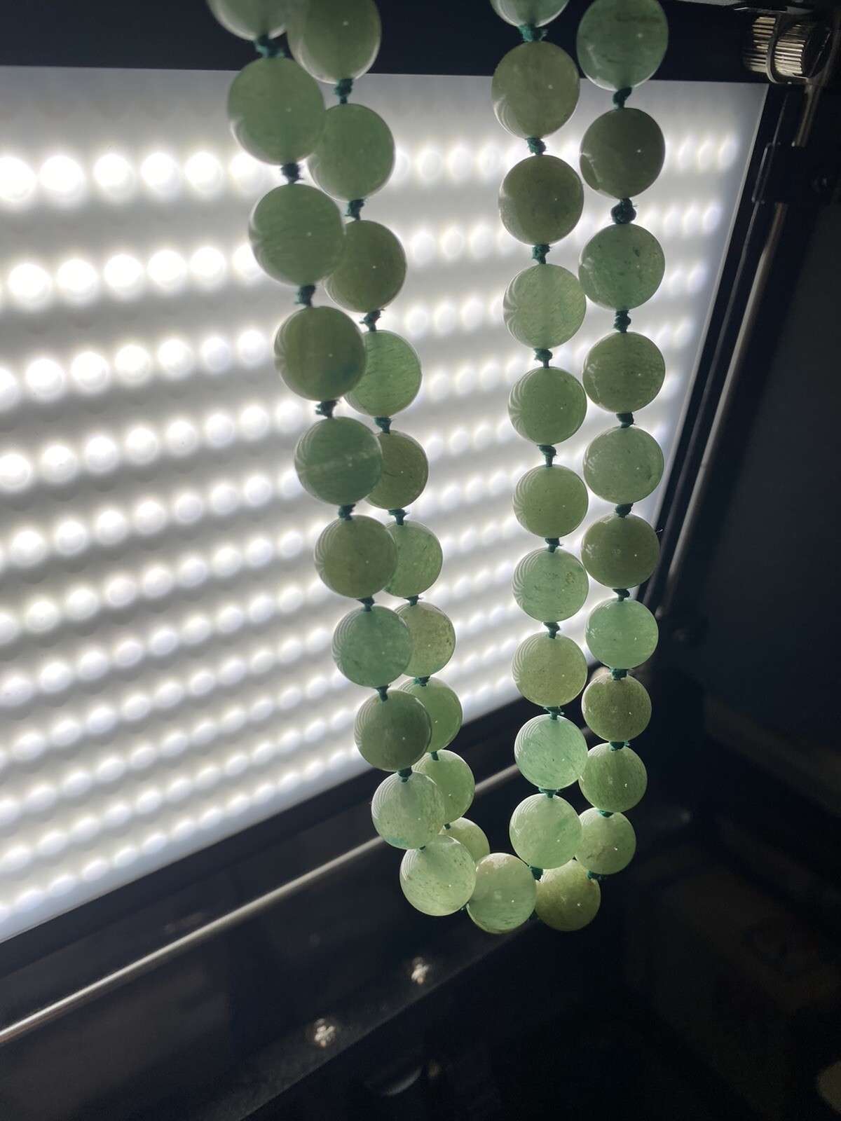 Nature Green Jade 翡翠玉 Round Gemstone 61 Beads Long Necklace 33 inch 10 mm 140g#1