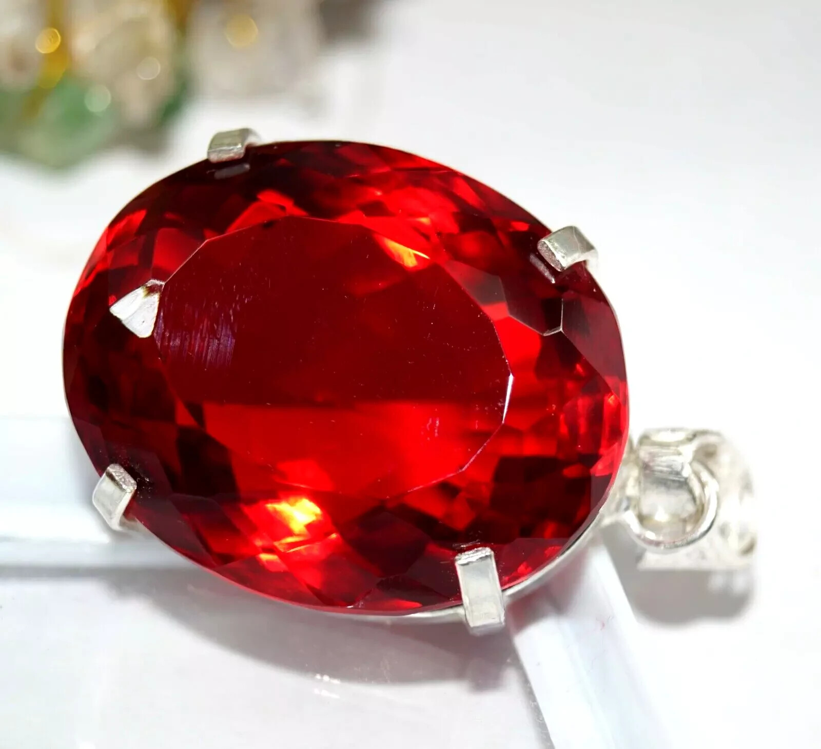 AAA+ GIE Certified 94 Ct+ Natural Red Topaz Pendant Oval Cut Loose Gemstone