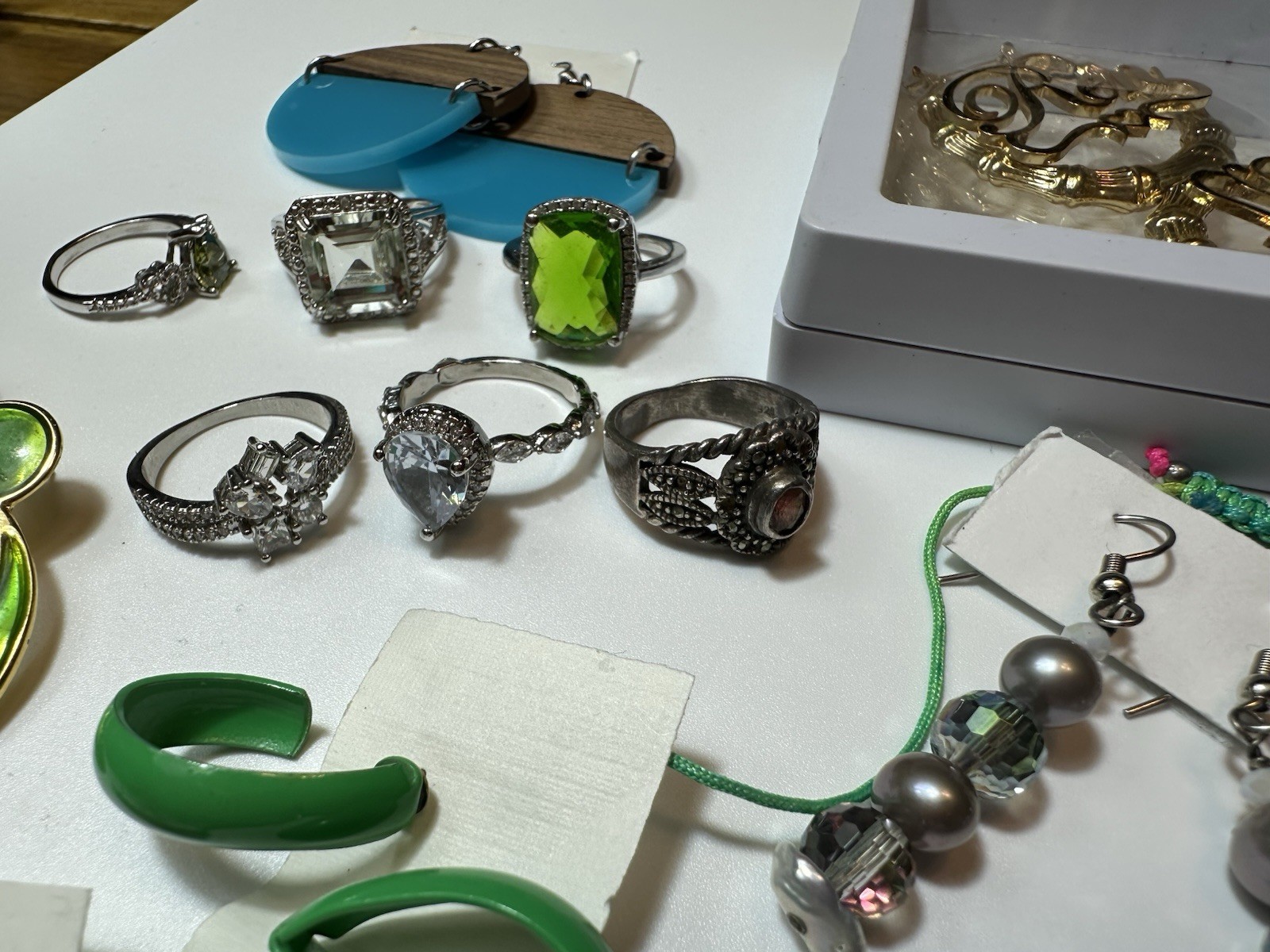 Multicolor Crystal Mixed Lot Earrings Rings Necklace Pendant Brooch 40 Pc