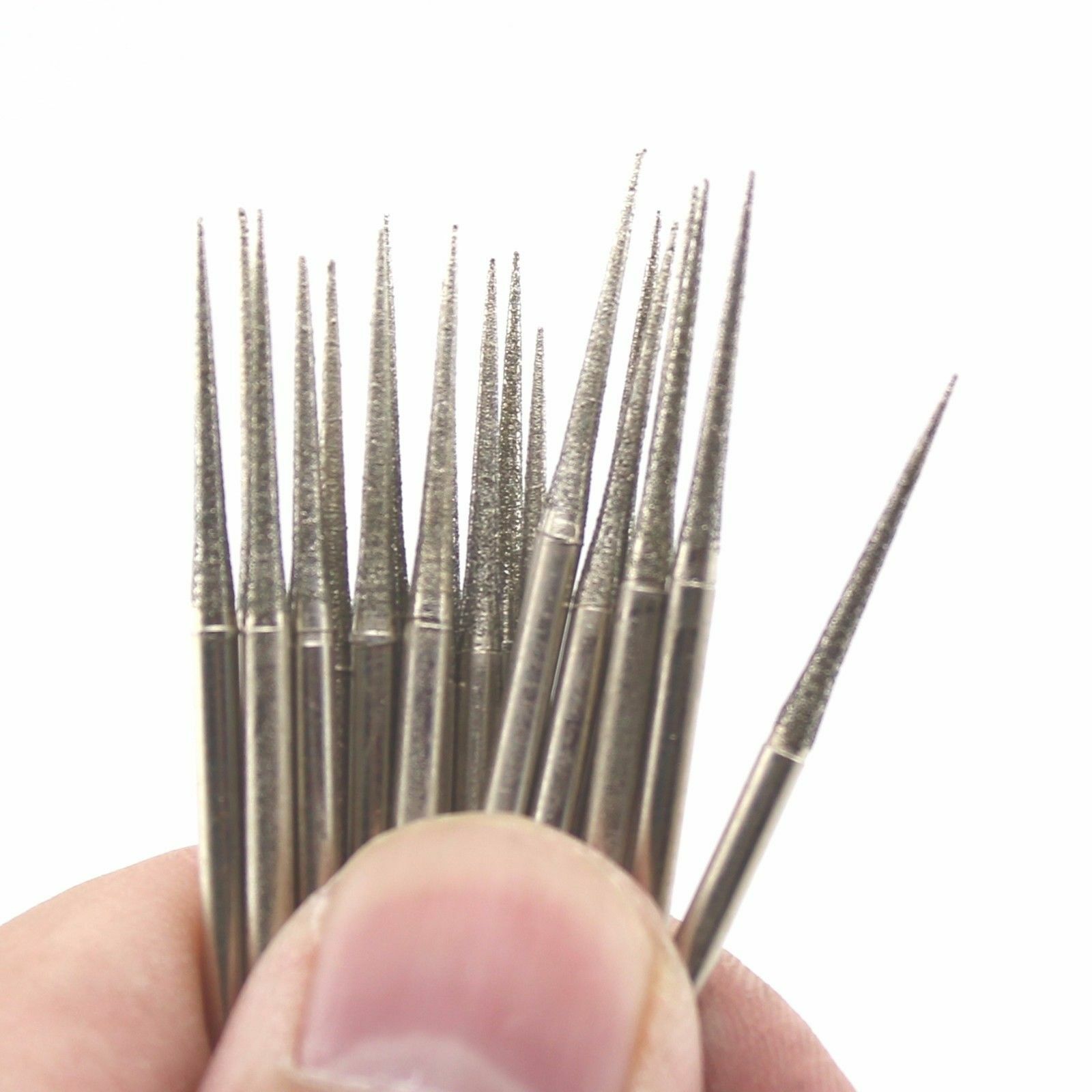 30Pcs Diamond Carving Burrs 2.35mm Conical Grinding Bit for Gem Stone Glass