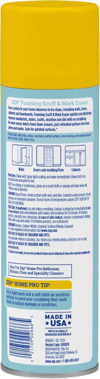 Zep Home Pro Foaming Scuff & Mark Eraser, Paint Safe 18 Fl Oz (Pack of 1)